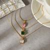 Euro-American Ins style minimalist zircon women's pendant light luxury high-end clavicle chain necklace stainless steel