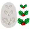 3D рождественские листья, силиконовая форма, формы для помадки, инструменты для украшения торта, формы для шоколадной мастики, листья, конфеты, смола, глина, форма