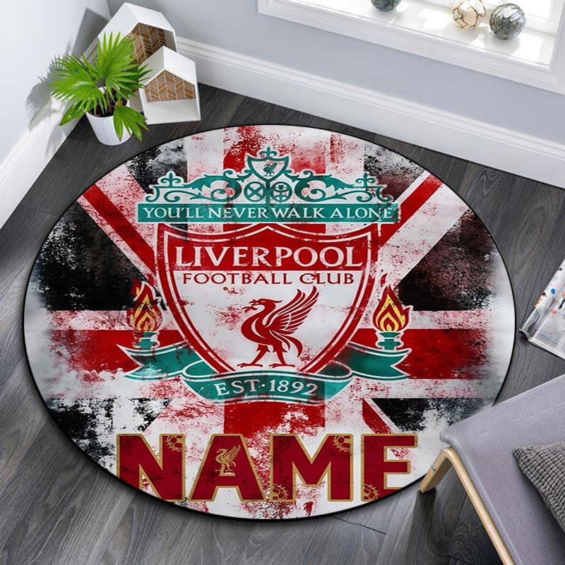Custom Name,Liverpool pattern round rug,Carpet Rug for Living Room Bedroom Playroom ,Non-slip Floor Mat,Holiday Gifts and Birthday Gifts.