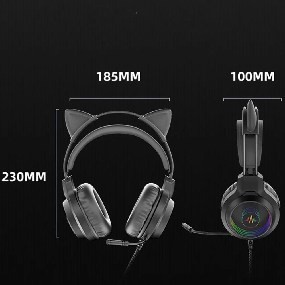 SY-G40 3,5 мм USB проводная управляемая гарнитура Dragon Eyes светящиеся игровые милые кошачьи ушки головные компьютерные наушники с микрофоном для ПК ноутбука