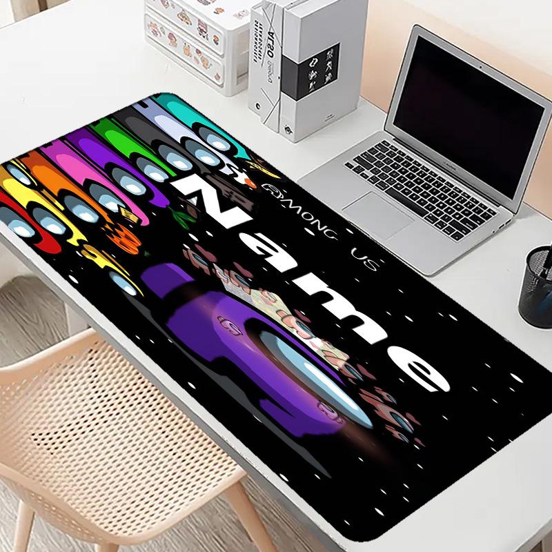 Custom Name Personalized Among Us Pattern Mousepad, Laptop PC Desk Mat, Decorative Desk Mat for Home Keyboard Pad Gift
