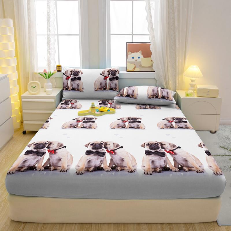 1 Матовая простыня на резинке с принтом в виде забавных животных из мультфильмов, покрывало для кровати с принтом в спальню, постельное белье (Исключая наволочки)
