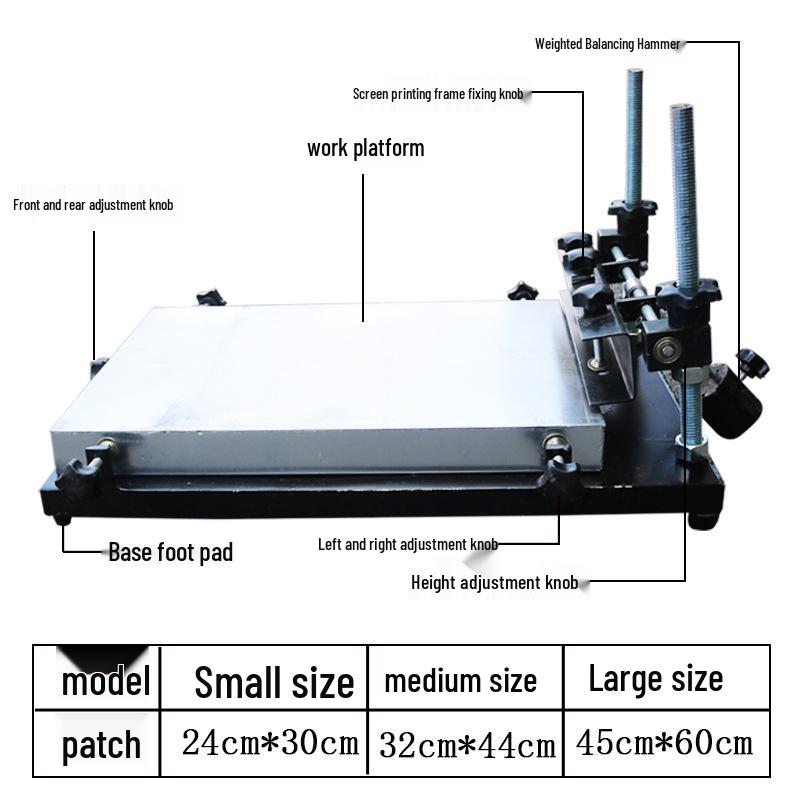 Manual Screen Printing Table for SMT Solder Paste - Large, Medium, Small Flatbed Printer