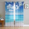 Sand Beach Waves Palm Trees Sheer Curtains for Living Room Decoration Tulle Voile Organza Window Curtains for Kitchen Bedroom