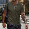 Мужская футболка с воротником Генри, короткими рукавами и пуговицами, однотонная повседневная летняя футболка для дома, спортзала, улицы, отдыха