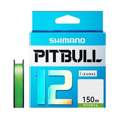 SHIMANO Плетеный шнур Pitbull PE Line, 12-жильный, 150 м, размер 0.8, цвет Sight Lime, 18.3lb, PL-M52R