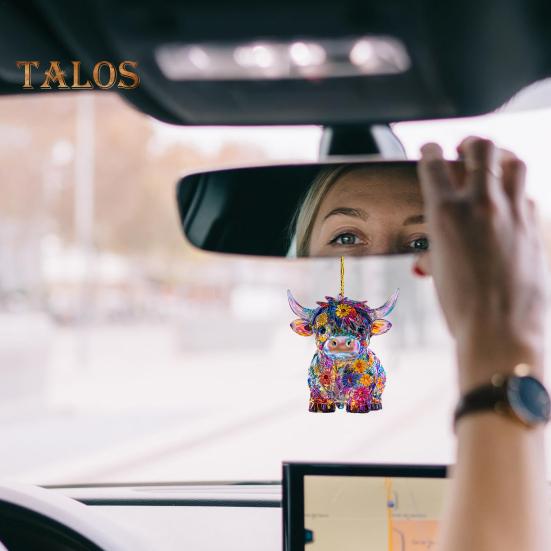 Acrylic Hanging Pendant with Lanyard Easy To Hang Animal Shaped Colorful Versatile Ornament Car Rearview Mirror Accessories