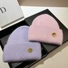 Winter High-Quality Rabbit Fur Knitted Hat Northern Cold Warm Soft Waxy Ear Protection Wool Hat Simple Cold Hat