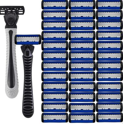 Бритвенная головка с 6 лезвиями, ручная бритва, классическая бритва из нержавеющей стали с двойным лезвием, безопасное бритье, для бороды и усов, ручная бритва