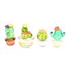 Glass Cactus Figurines Ornaments Mini Bonsai Decor Cute Miniature Desktop Craft