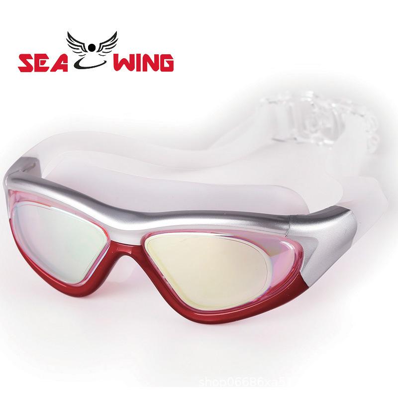 Unisex Colorful Electroplated Swimming Goggles - Waterproof, Anti-Fog, Silicone, Large/Medium Frame, Flat Lens, Eye Protection