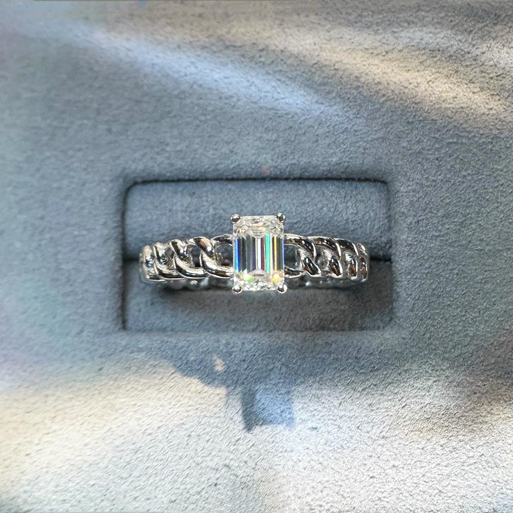 Vinregem 100% стерлинговое серебро 925 пробы 3EX VVS1 D цвет изумрудная огранка 4*6 мм 0.8ct настоящий муассанит бриллианты кольцо для женщин свадебная вечеринка ювелирные изделия подарки