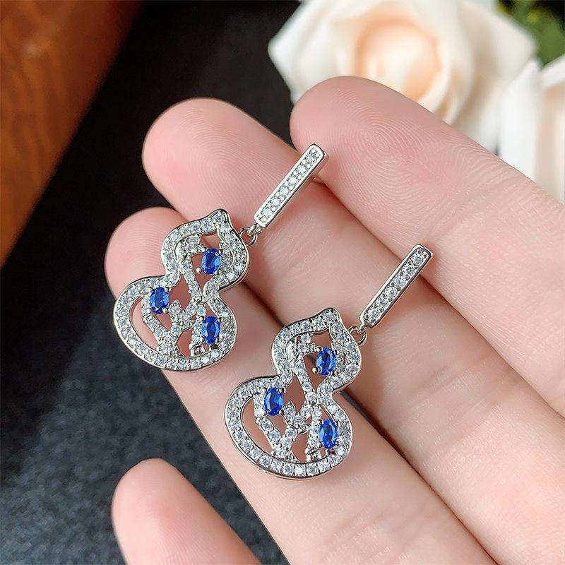 Комплект украшений ключица цепочка тыква серебряные серьги иглы 925 пробы кольцо инкрустированное темперамент ретро женский стиль