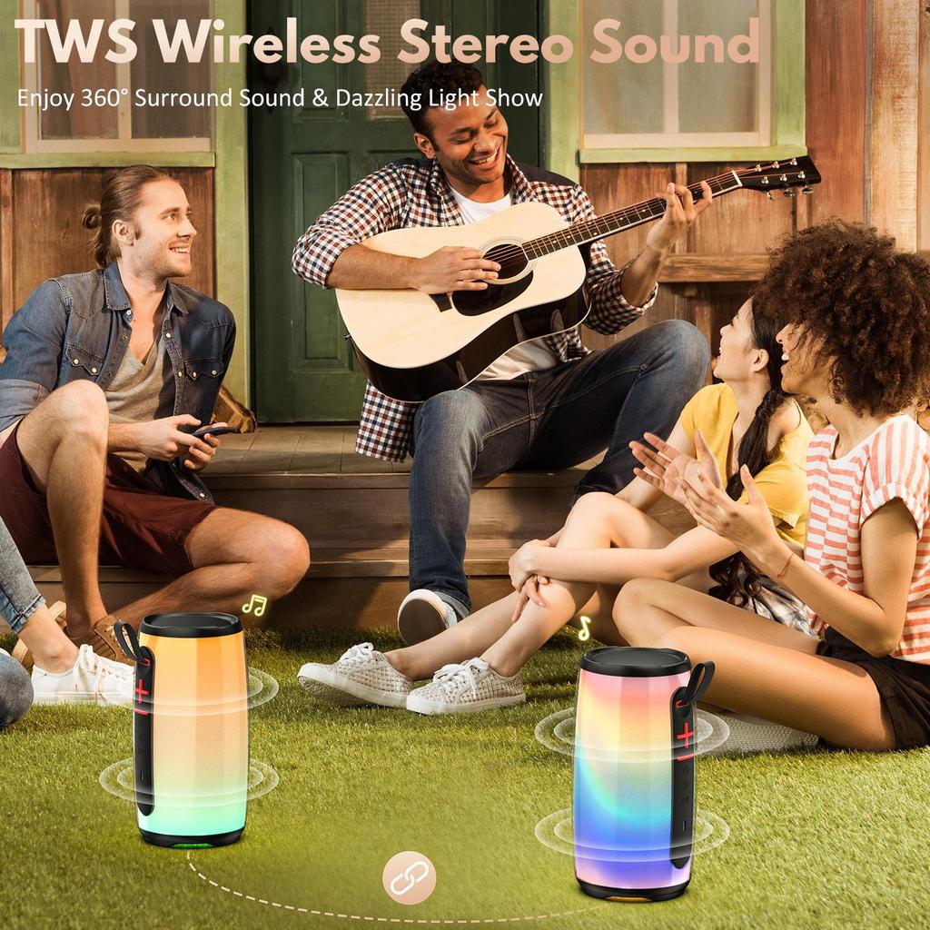 Speaker with Mic System for Singing, Portable Bluetooth Speakers with Dazzling Light and 2 Wireless Microphones for Adults, Mini Karaoke Set for Home