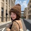Осенне-зимняя плюшевая шапка, женская плюшевая теплая защита ушей, вязаная шерстяная шапка, делает лицо маленьким, универсальный пуловер