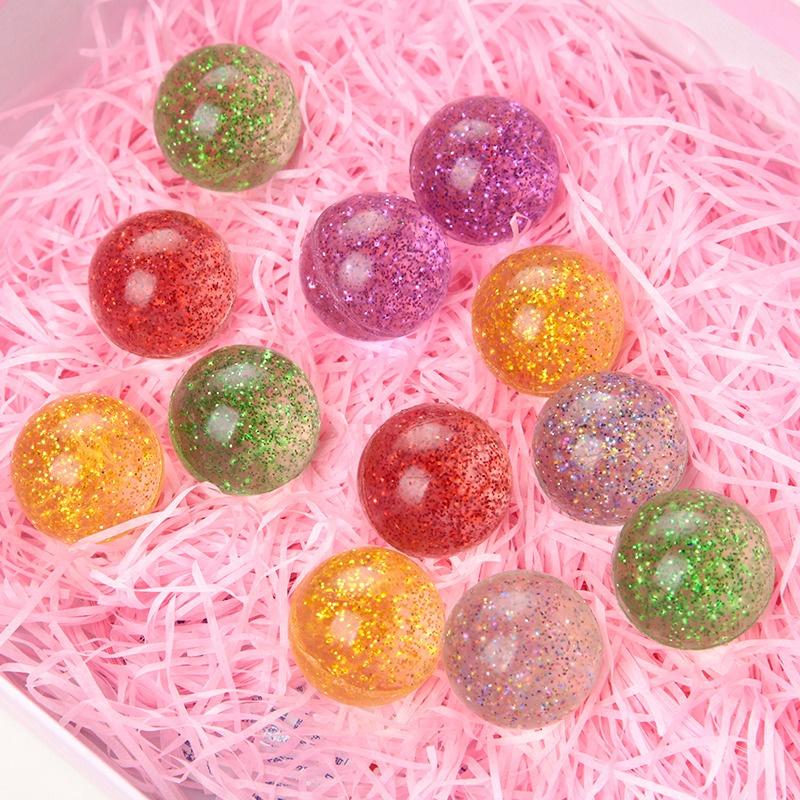 10pcs Children Bouncy Ball Toy Colored Bouncing Ball Rubber Outdoor Toys Sport Games Gold powder Elastic Juggling Jumping Balls