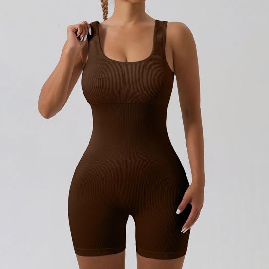 Ребристый боди для йоги со съемными накладками на грудь, бесшовный, высокоэластичный, компрессионный, подтягивающий живот, моделирующий талию, подтягивающий ягодицы, спортивная одежда для фитнеса