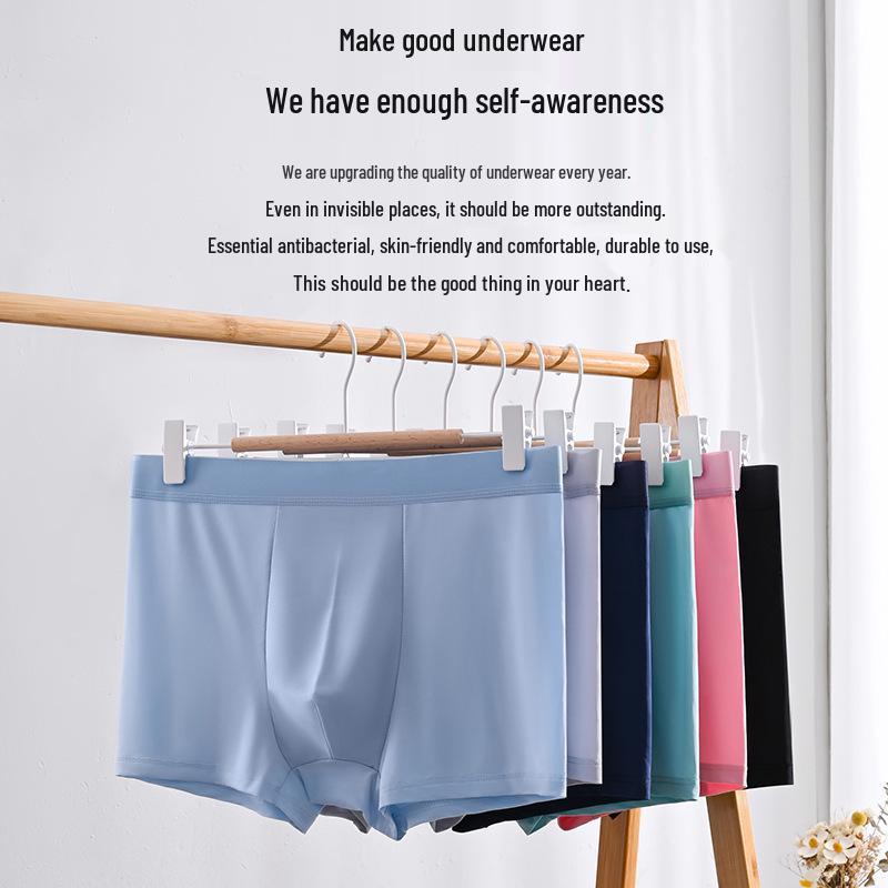 Мужские трусы-боксеры из ледяного шелка: Антибактериальные, Дышащие, Высокоэластичные Летние Шорты для Среднего Возраста