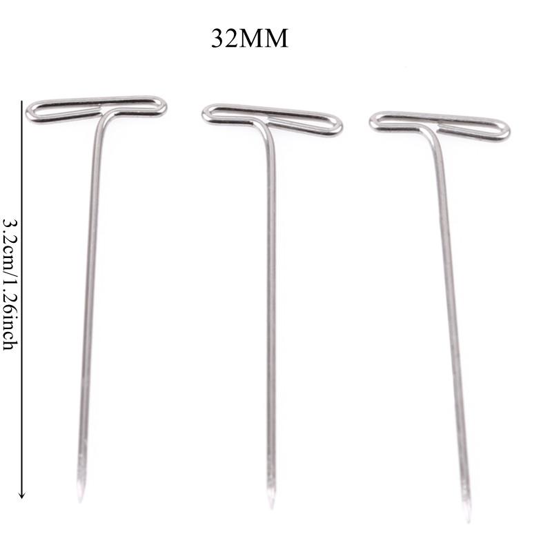 50/100Pcs 27/32/38/45/51MM T Pin Needles Wig Making T Pins for Blocking Knitting Assorted Sizes T-Pins Stainless Steel