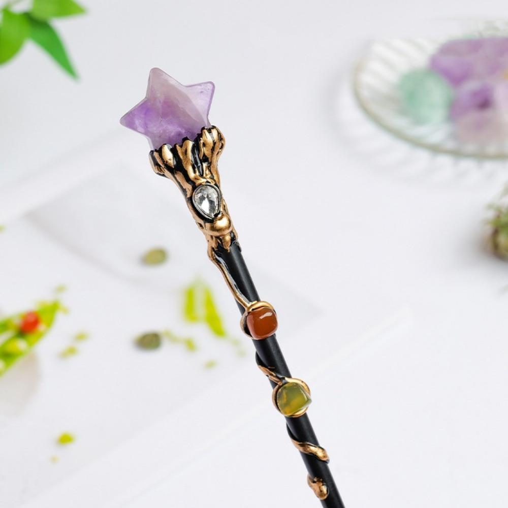 DIY Handmade Crystal Magic Wand Halloween Prop Magic Scepter Creative Fairy Stick Women Girls