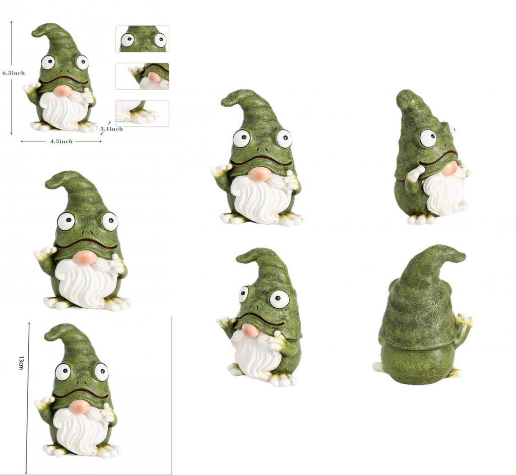 Frog Gnome Figurine Resin Decor For Home Garden Creative Display