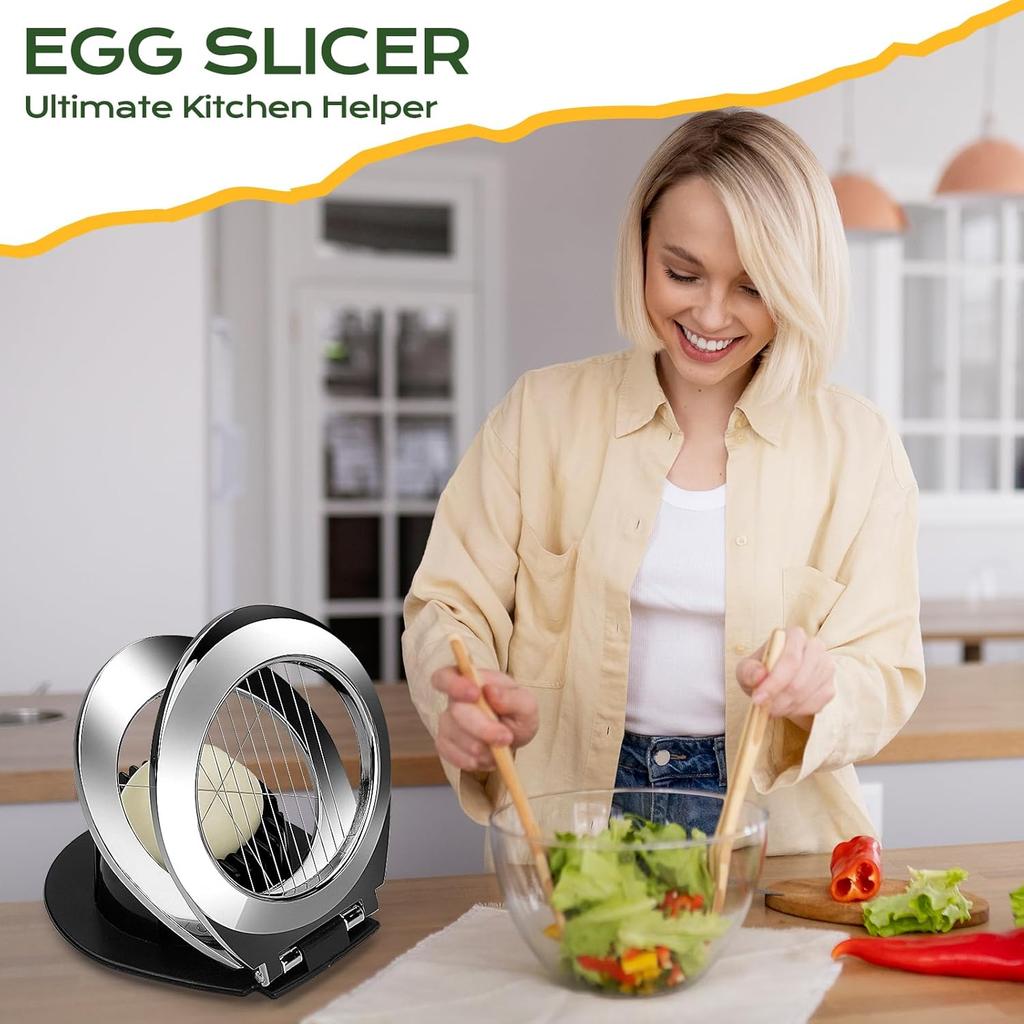 Heavy-Duty Egg Cutter Designed for Slicing Hard-Boiled Eggs, Strawberries, And Soft Fruits, Featuring Stainless Steel Wires And Three Slicing Options
