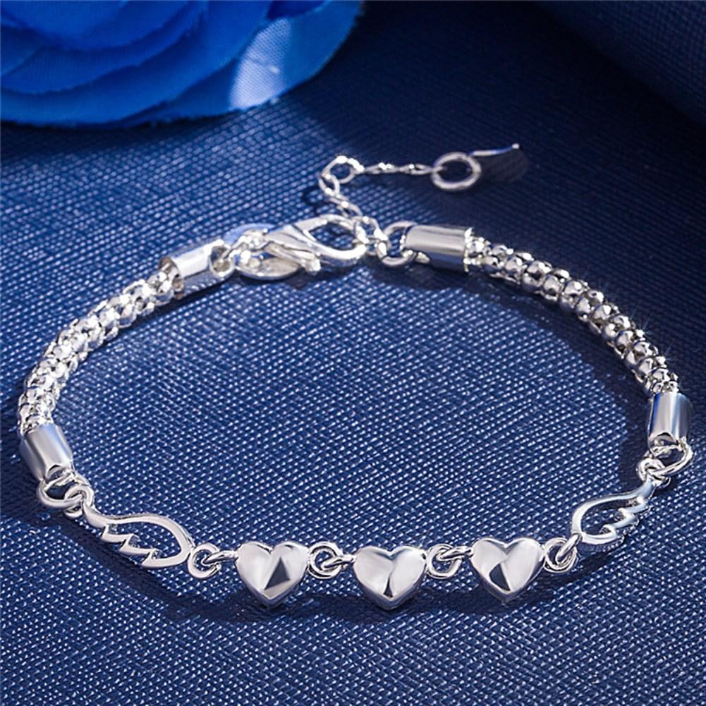 925 Sterling Silver Romantic Heart Love Bracelet for Woman Luxury Fashion Jewelry Party Wedding Accessories Gifts