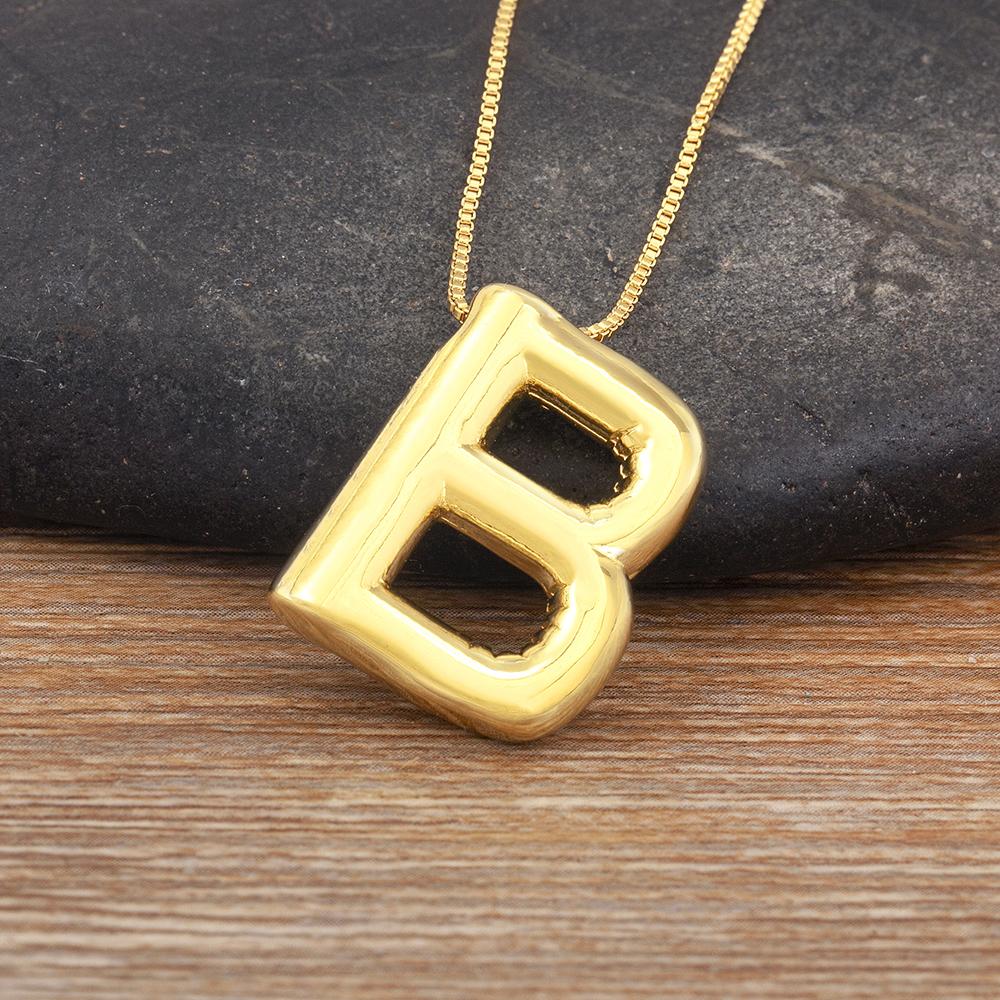 Nidin New Retro Punk Style Copper A-Z Letters Pendant Necklace Initials Alphabet For Women Vintage Name Jewelry Daily Party Gift