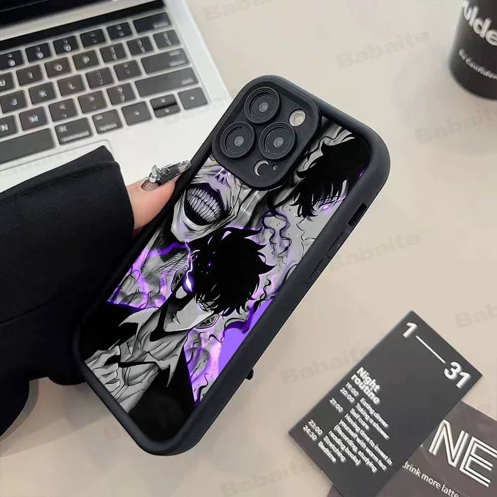 Популярный Чехол Для Телефона Аниме S-Solo L-Leveling Чехол Для Телефона Для IPhone 17 16 15 14 13 12 11 Pro Max Plus Мягкий Черный Чехол