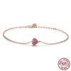 Personalized S925 Sterling Silver Jewelry for Women, Rose Gold-plated Adjustable Bracelet, Heart-shaped Bracelet