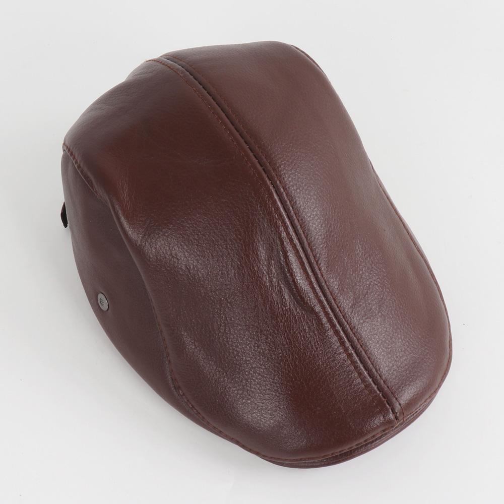 Зимняя мужская шапка из коровьей кожи, сохраняющая тепло на открытом воздухе, фуражка из 100% натуральной воловьей кожи, качественная шапка из коровьей кожи с защитой ушей