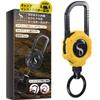 Прочный брелок-рулетка с сильным магнитом и тросом из нержавеющей стали, растягивающийся брелок [Надзор за кемпингом] Карабин, [SOY'S F] (желтый)