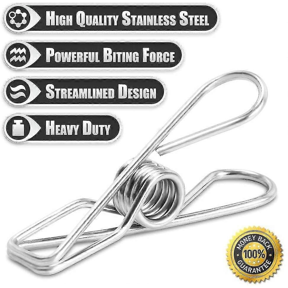 100 Pack Clothes Pegs, Stainless Steel Laundry Hanging Clothesline Clips less