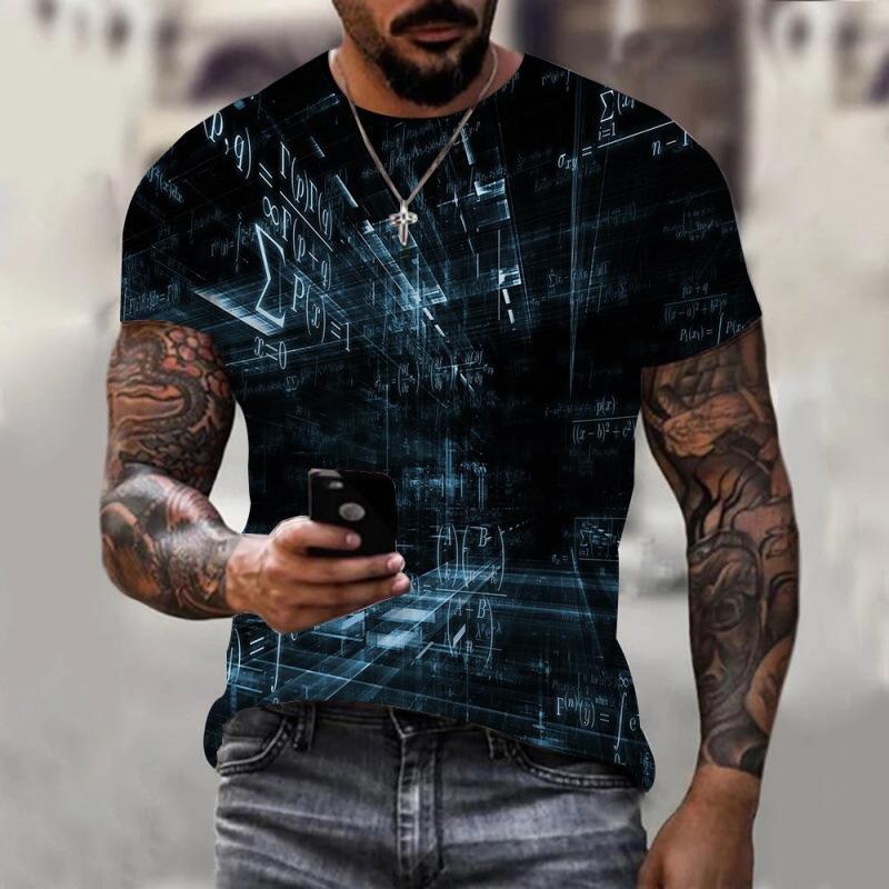 Летняя персонализированная мужская футболка с 3D цифровой печатью, мужская футболка с коротким рукавом, свободная футболка с круглым вырезом