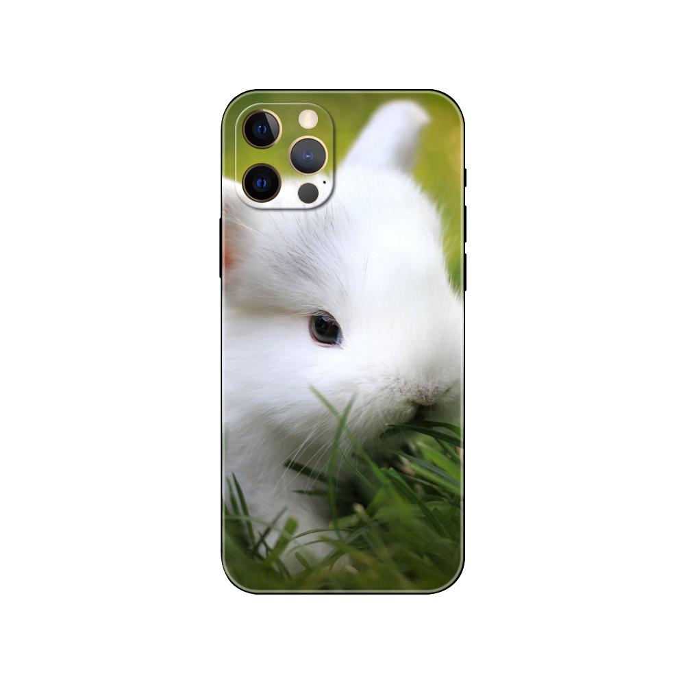 Чехол для телефона с милым белым кроликом для iPhone 5 5S 2020se 6 6s 7 8 plus x 10 XR XS 11 12 13 mini pro MAX, черная задняя крышка из ТПУ
