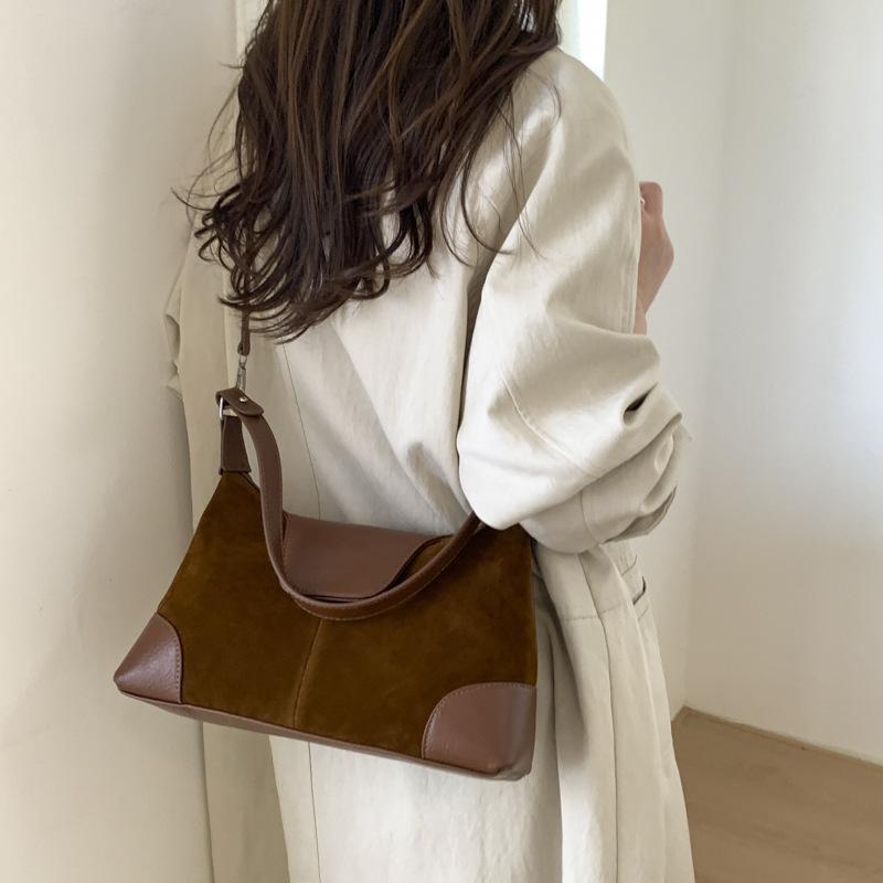 Вместительная ретро замшевая сумка подмышку женская новая модная сумка на плечо модная универсальная сумка-тоут для поездок на работу