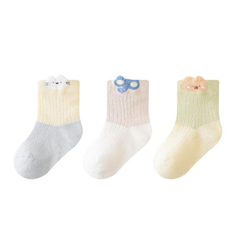 3Pairs/Set Newborn Baby Socks Summer Thin Mesh Cotton Kids Socks Cute Cartoon Boneless Ear Infant Socks For Boys Girls 0-5Yrs