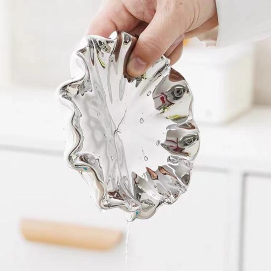 Мыльница Компактная, легко моющаяся Керамика в скандинавском стиле Мыльница в форме листа лотоса Полка для ежедневного использования