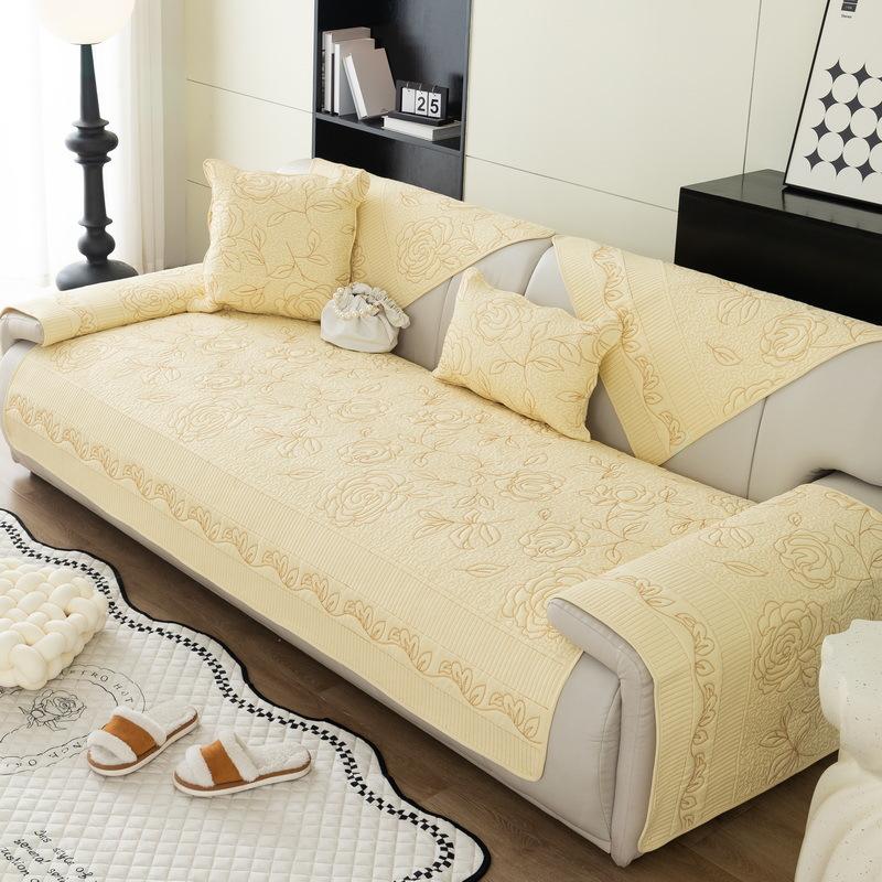 Pure Cotton Sofa Cushion for All Seasons, Fabric Non-slip Cushion, Light Luxury, Simple, Modern Sofa Cover, Washable Cover