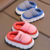 Children's cotton slippers for boys, winter plush and thickened, girls' furry parent-child anti-slip baby down fabric waterproof cotton shoes