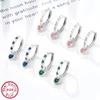 "Silver Thunder" Earrings Ladies High Quality Zirconia Blue September Birthstone Sapphire Hoop Earrings Sway Compatible with Metal Allergies Silver