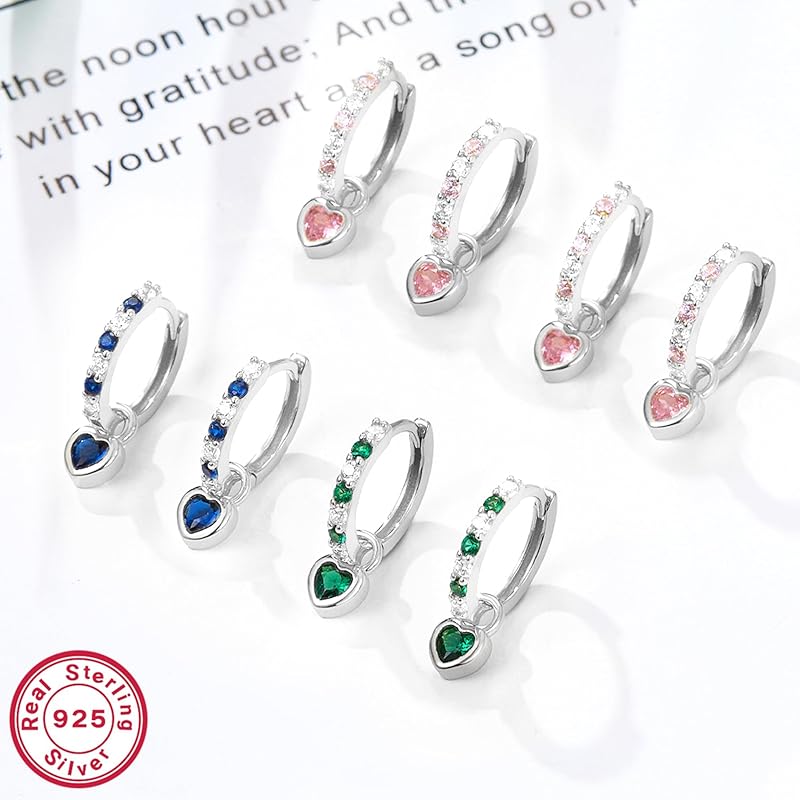 "Silver Thunder" Earrings Ladies High Quality Zirconia Blue September Birthstone Sapphire Hoop Earrings Sway Compatible with Metal Allergies Silver