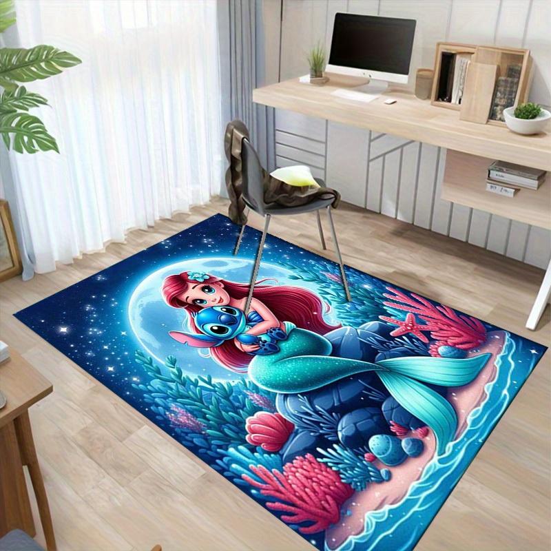 1pc. Magical Mermaid & Stitch Underwater Scene Rug - Home Decor Carpet, Office Mat, Chair Cover, Outdoor Blanket, Gift for z049025