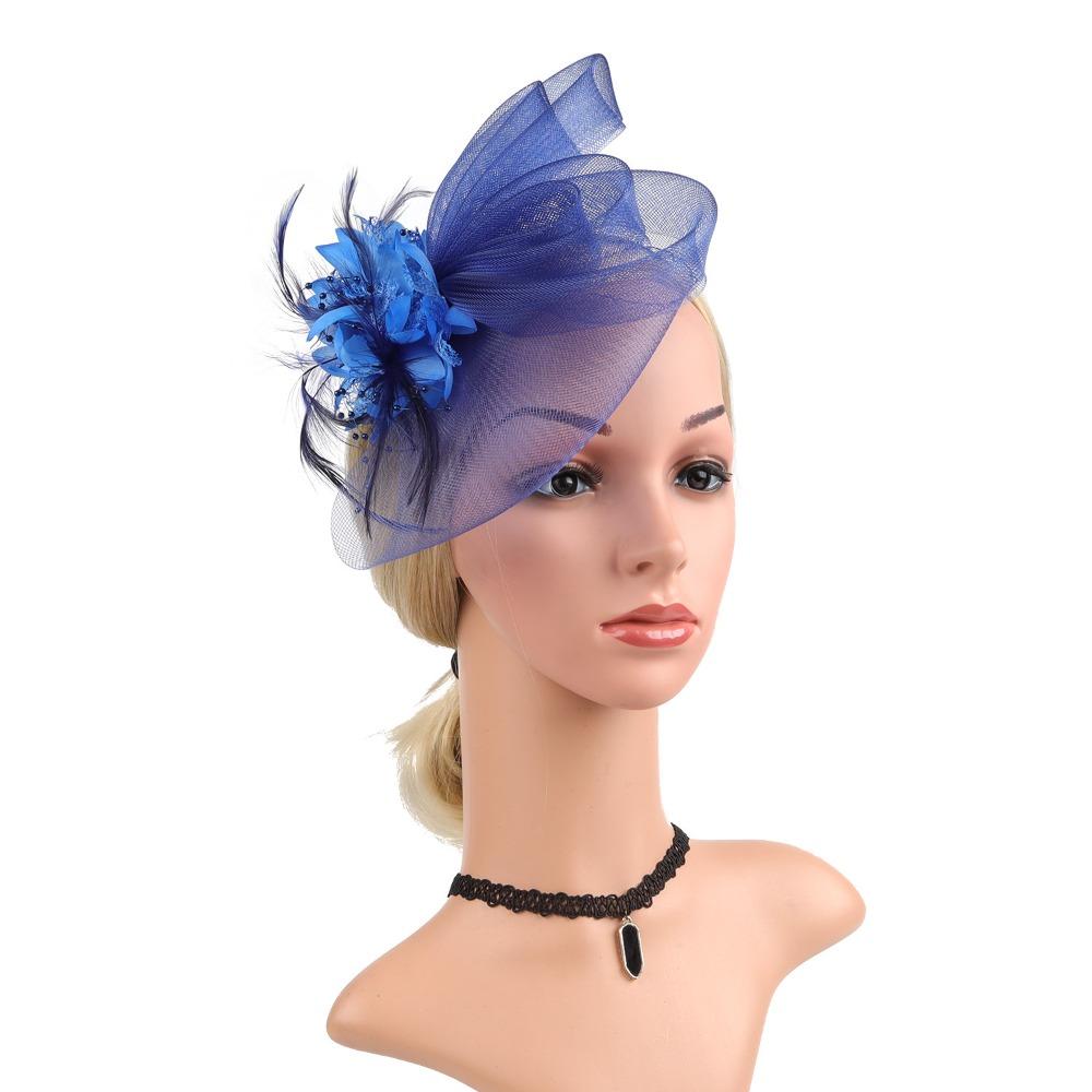 Luxury Fascinator Headdress British Retro Bridal Mesh Ribbons Cap Girls