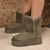 Модные зимние новые хлопковые ботинки с круглым носком, замшевым голенищем на платформе, противоскользящие, износостойкие, плоские сапоги для снега