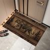 Rustic Retro Woodland Safari Animal Doormat Non-Slip Machine Washable Carpet for Living Room Bedroom Kitchen Laundry Rug