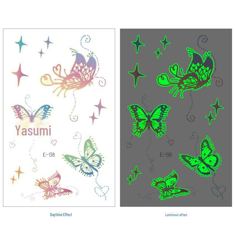 Фэнтези градиентные светящиеся наклейки-татуировки в виде бабочек