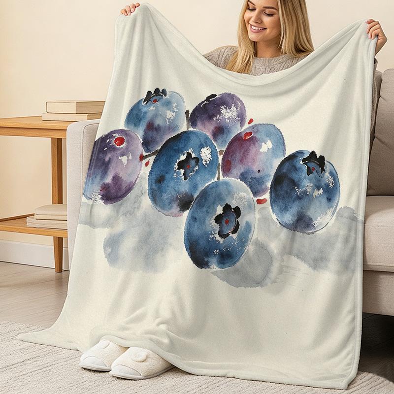 Soft Flannel Blanket Non-Pilling Watercolor Style, Warm Cozy Home Blanket, All Seasons, Holiday Decor (Halloween & Christmas)