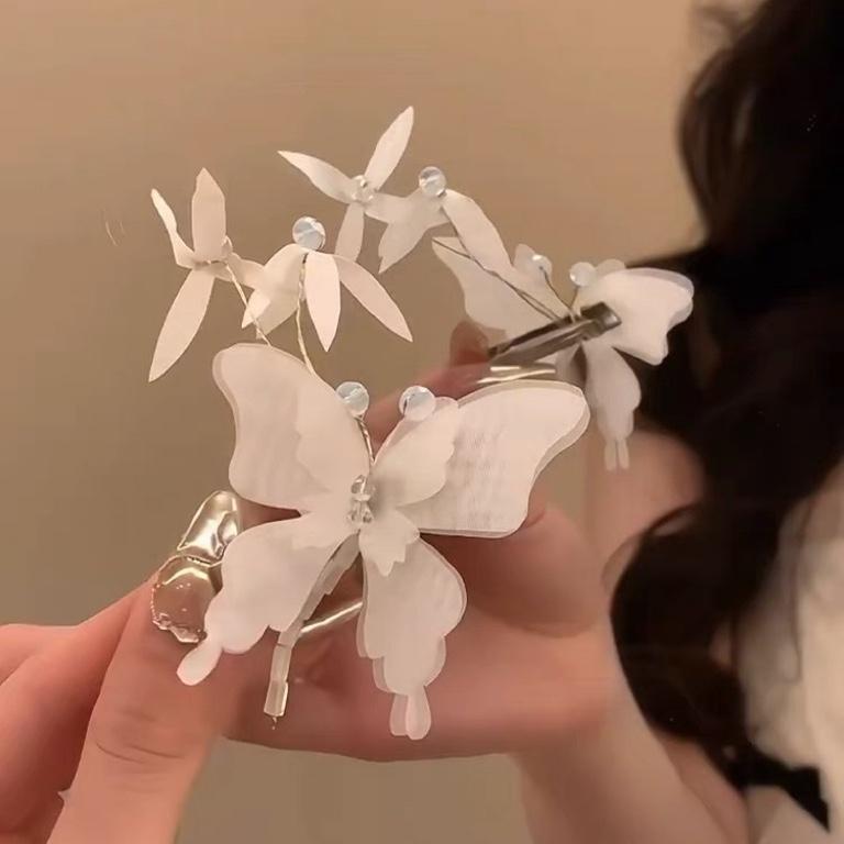 Butterfly Hairpin Bangs, Side Bangs, Duckbill Clip, Literary Super Fairy Hair Accessories, Mori Niche Atmosphere, Gentle Hair Accessories