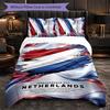 Netherlands Football Pattern 3 Pieces Bedding Set Soft Microfiber Duvet Cover with Pillow Cases for Bedroom